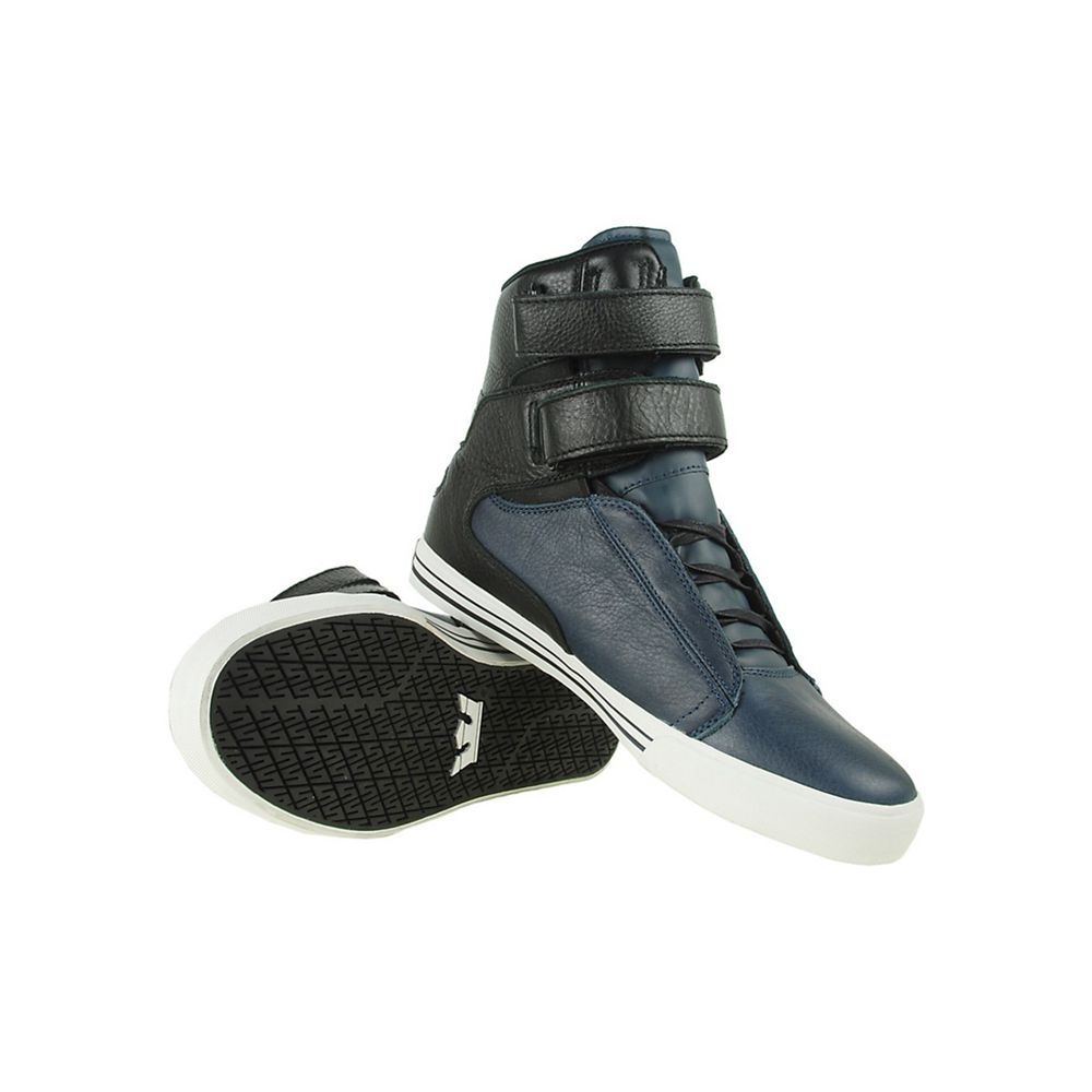 Baskets Montantes Supra TK Society Bleu Marine Noir Navy/Black Leather Homme | OEI-53407743